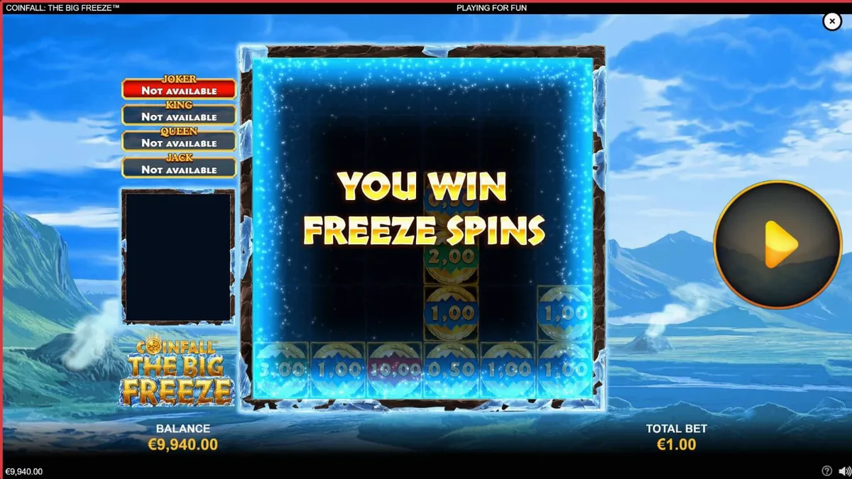 Tampilan visual slot Coinfall: The Big Freeze dengan tema zaman es