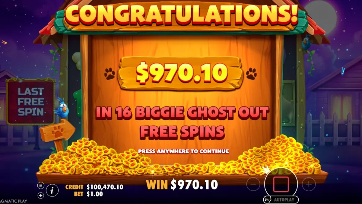 The Big Dog House slot machine interface with playful dog characters